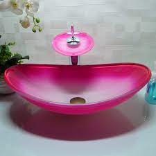Aquaterior aplusbuy square transparent glass bathroom vessel sink tempered natural clear vanity basin. Oval Bathroom Tempered Glass Pink Counter Top Wash Basin Cloakroom Hand Painting Above Counter Vessel Sink Washing Bowl Hx014 Basin Faucet Basin Mixerbasin Aliexpress