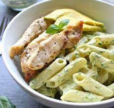 Chicken Pasta With Herby Avocado Pesto Sauce