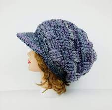Slouchy Crochet Hat Newsboy Hat Women S Visor Beanie Etsy Crochet Newsboy Hat News Boy Hat Beanie Hats For Women