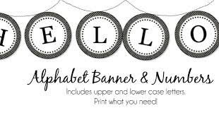 Banner Printable Black And White Letters Alphabet Banner Printables Black And White Polka Dots Birthday Banner Free Printable Free Printable Banner Letters Printable Banner Letters