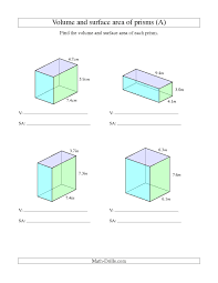 Introduce surface area and volume applet to students who are unfamiliar. The Volume And Surface Area Of Rectangular Prisms With Decimal Numbers A Math Worksheet From The Measurement Wo Area Worksheets Volume Worksheets Volume Math