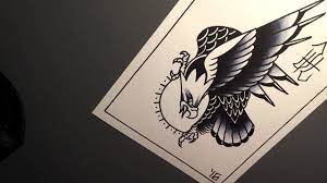 Traditional tattoo art (also known as americana or ol' timey) was built for speed and simplicity. Drawing An American Eagle Traditional Tattoo Flash 4 Youtube