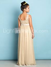 79 99 A Line Scoop Neck Floor Length Chiffon Lace Junior Bridesmaid Dress With Lace Natural Mini Me Junior Bride Dresses Junior Bridesmaid Dresses Flower Girl Dresses Champagne