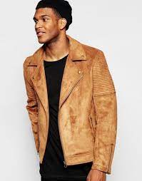 Asos Faux Suede Biker Jacket In Tan Men Sleatherjacket Men S Leather Jacket Runway Faux Suede Biker Jacket Asos Leather Jacket Asos Menswear
