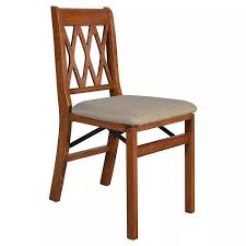 2 Piece Folding Chair With Blush Seat Cherry Stakmore Wood Folding Chair Folding Chair Upholstered Dining Chairs