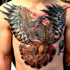 Owl Tattoo Chest Renkli Dovmeler Baykus Dovmeleri Dovme