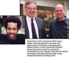 Yaron, Brown and Winger Honored for Teaching Excellence in MCS