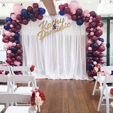 Beautiful Burgundy Pink Navy Wedding Backdrop With Custom Name Sign Wedding Balloons Wedding Shower Decorations Pink Bridal Shower