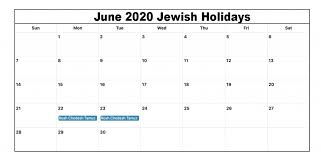 June 2020 Jewish Holidays In 2020 Holiday Calendar Printable Holiday Calendar Federal Holiday Calendar
