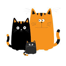 Un Gato Abrazando A Dos Pequeno Gatito Bebe Feliz Dia Del Padre Gatitos En Las Manos Kitty Abrazo Divertida Familia De Animales Kawaii Conjunto De Caracteres De Dibujos Animados Lindo Mascota Diseno
