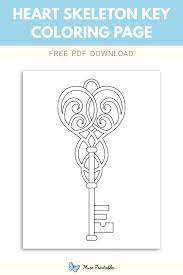Skeleton coloring pages are great for learning human anatomy and especially fun for halloween. Free Heart Skeleton Key Coloring Page Coloring Pages Heart Printable Book Folding Patterns