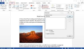 create bookmark in word