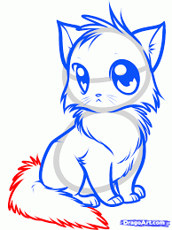 How To Draw A Cute Anime Cat Step By Step Cat Drawing Tutorial Cartoon Drawings Animal Drawings