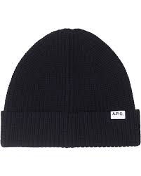 Large cuff at the bottom of the knit cap. A P C Ribbed Wool Cashmere Beanie Navy Bei Careofcarl De
