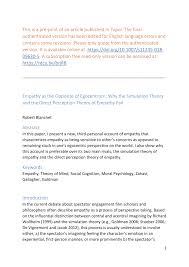 Pdf Empathy As The Opposite Of Egocentrism Why The Simulation Theory And The Direct Perception Theory Of Empathy Fail
