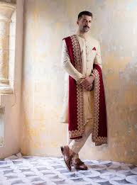 White Sherwani Shawl Dress for Pakistani Groom Dresses - MEDIUM