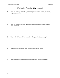 Periodic table trends worksheet answer key pdf. 99 Electronegativity Chart Trend Page 5 Free To Edit Download Print Cocodoc