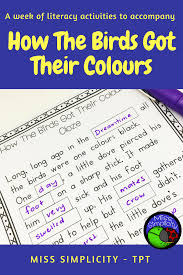 How The Birds Got Their Colours A Week Of Reading Activities Reading Words Reading Activities Cloze Activity