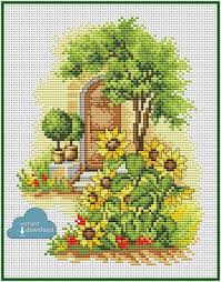 summer flowers patio cross stitch chart pdf xsd