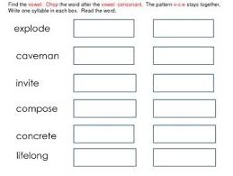 Multisyllabic Words V C E Syllables Multisyllabic Words Vce Words Syllable