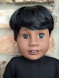 OOAK Custom American Girl Boy Doll Bodhi Black Hair Brown Eyes Darkest Skin  Tone Addy Face Mold Logan
