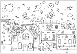 The third edition of coloring seymour and the first edition of coloring brownstown are here! Spring Coloring Pages Nature Spring Town Scene Printable 2021 612 Coloring4free Coloring4free Com