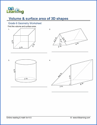 The area of the base of a hexagonal prism is 70.25 in 2. Grade 6 Geometry Worksheets Volume And Surface Area Of 3d Shapes K5 Learning