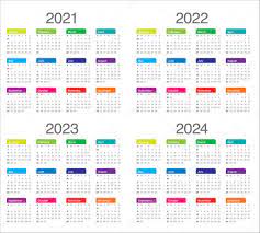 Jul 25, 2021 · the sunrise and sunset are calculated from new york. Year 2021 2022 2023 2024 Calendar Vector Design Template Simple And Clean Design 416675912 Larastock
