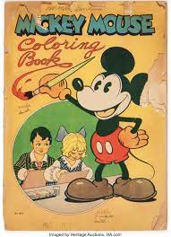 Mickey mouse coloring pages reading book with minnie mouse. Mickey Mouse Coloring Book 871 Saalfield 1931 Condition Fr Lot 14646 Heritage Auctions