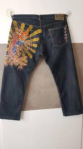 SOGOI KOI Fish Tattoo embroidery Jean's, Men's Fashion, Bottoms, Jeans on  Carousell