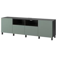 Besta Tv Unit With Doors And Drawers Black Brown Lappviken Stubbarp Black Brown 94 1 2x16 1 2x29 1 8 Order Today Ikea Tv Unit Tv Bench Drawers