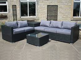 Rattan Outdoor Garden Furniture Corner Sofa With Storage Box In Black Terrace Furniture Corner Sofa With Storage Patio Furniture Pillows
