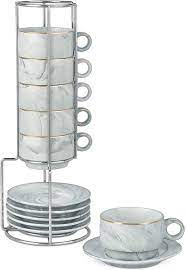 Check spelling or type a new query. Amazon Com Espresso Mugs Set Of 6 With Rack Marble Stackable Espresso Cups With Saucers And Metal Stand Demitasse Cups Designed For Espresso Latte Cafe Mocha 3oz Gray Espresso Cups