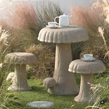 Alice In Wonderland Mushroom Table And Chairs Alice In Wonderland Garden Concrete Garden Garden Art