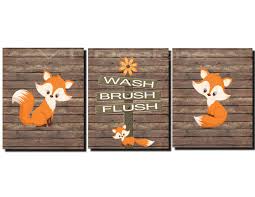 Fox Bathroom Art Kids Bathroom Art Woodland Animals Toddler Bathroom Woodland Bathroom Wash Brush Kids Bathroom Art Bathroom Art Decor Kid Bathroom Decor