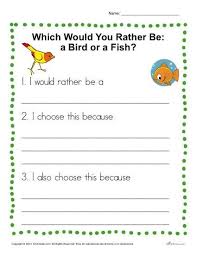 Would You Rather Be A Bird Or A Fish Writing Prompt Kindergarten Writing Writing Prompts Kindergarten Writing Prompts