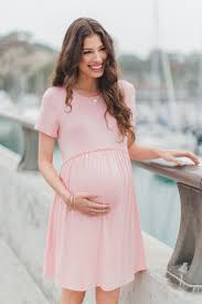 Pinkblush Pink Solid Crochet Trim Maternity Shift Dress Maternity Shift Dress Fitted Maternity Dress Stylish Maternity Outfits
