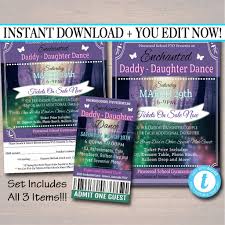 Daddy Daughter Dance Set School Dance Flyer Party Invitation Enchanted Forest Church Community Event Pto Pta Daddy Daughter Dance Daddy Daughter School Dance Ideas
