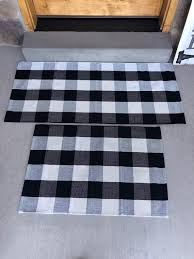 Black And White Buffalo Check Rug Outdoor Buffalo Check Rug Cotton Rug Indoor Outdoor Floor Mat Area Rug Buffalo Check Buffalo Plaid Christmas Decor Black And White Rugs Outdoor Floor Mats Washable Rugs