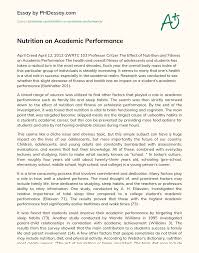 Academic performance is the measurement of student achievement across various academic subjects. Nutrition On Academic Performance Phdessay Com
