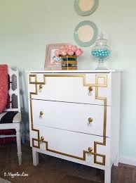 Ikea Dresser Hack Diy Gold Greek Key Furniture Overlay 11 Magnolia Lane Furniture Overlays Ikea Overlays Ikea Tarva Dresser