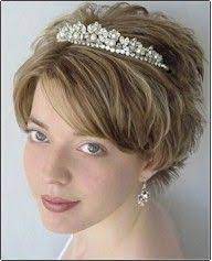 Not Sure About The Tiara Short Wedding Hair Short Hair Styles Bride Hairstyles