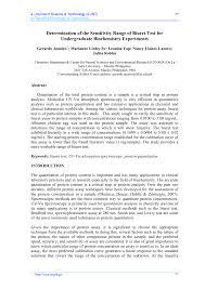 We did not find results for: Pdf Determination Of The Sensitivity Range Of Biuret Test For Undergraduate Biochemistry Experiments