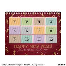 Family Calendar Template 2021 Glitter Custom Photo Zazzle Com Calendar Template Family Calendar Celebration Background