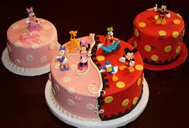 Split Birthday Cake For Brother And Sister Mickey Cakes 001 Twin Birthday Cakes Mickey Cakes Minnie Mouse Birthday Cakes