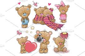 Set Of Cute Cartoon Teddy Bear Sponsored Sponsored Cartoon Cute Set Teddy In 2020 Cute Cartoon Bear Design Teddy Bear