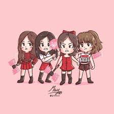 Black And Pink Cartoon Pin By Kprintart On Blackpink Black Pink Kpop Fan Art Blackpink