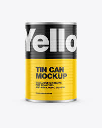 Metallic Tin Can W Glossy Finish Mockup In Can Mockups On Yellow Images Object Mockups