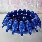 Decoratieve Schaal met Vogels, blauw Ø35cm - de Toverkamer