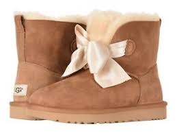 Details About New Women Ugg 2019 Gita Bow Mini Boots Chestnut Sheepskin Authentic 1098360
